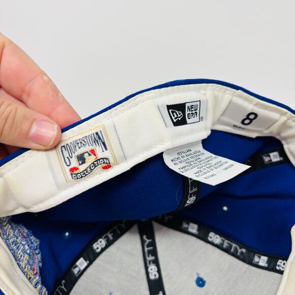 Vintage Toronto Bluejays Hat Cap Fitted Size 8 Blue 1993 World Series Side Patch - Picture 7 of 9